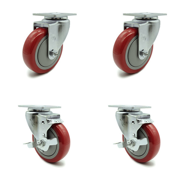 Service Caster Regency 600CSW415 600CSW415WB U-Boat Replacement Caster Set – REG-SCC-20S414-PPUB-RED-TP2-2-TLB-2